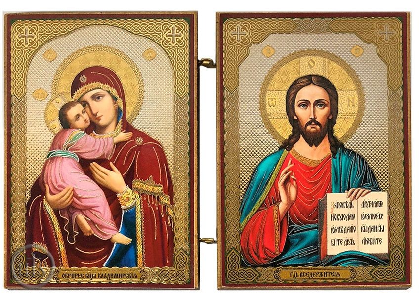 Product Pic - Virgin of Vladimir and Christ The Teacher, Mini Diptych