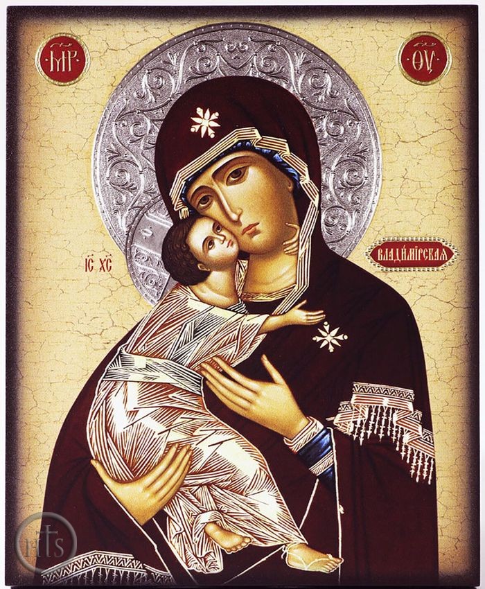 Product Photo - Virgin of Vladimir, Embossed Printing on Thick Wood Orthodox  Icon