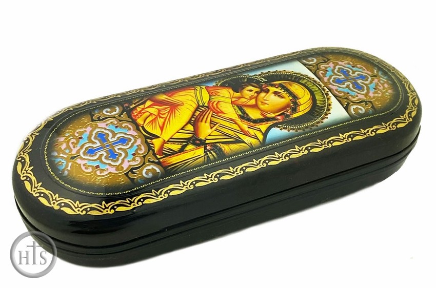 Product Pic - Virgin of Vladimir, Lacquered Hard Eyeglass Icon Case Box 