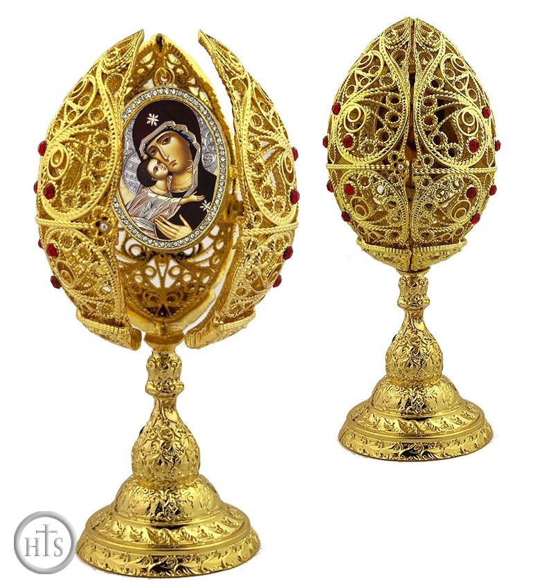 Pic - Virgin of Vladimir, Filigree Style Icon Egg, 6