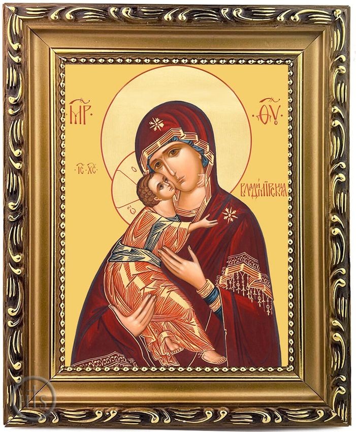 Photo - Virgin of Vladimir, Wooden Frame Orthodox Icon with Stand