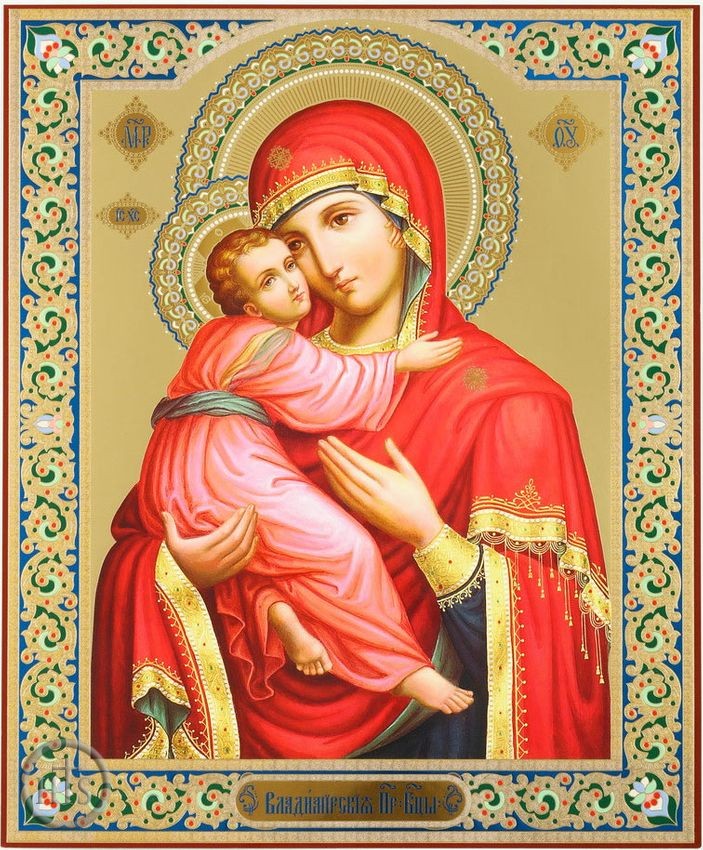 Pic - Virgin of Vladimir, Gold Foiled Orthodox Christian Icon