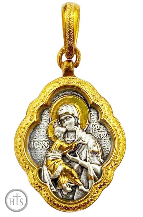 Product Photo - Virgin of Vladimir Icon Pendant, Gold Plated