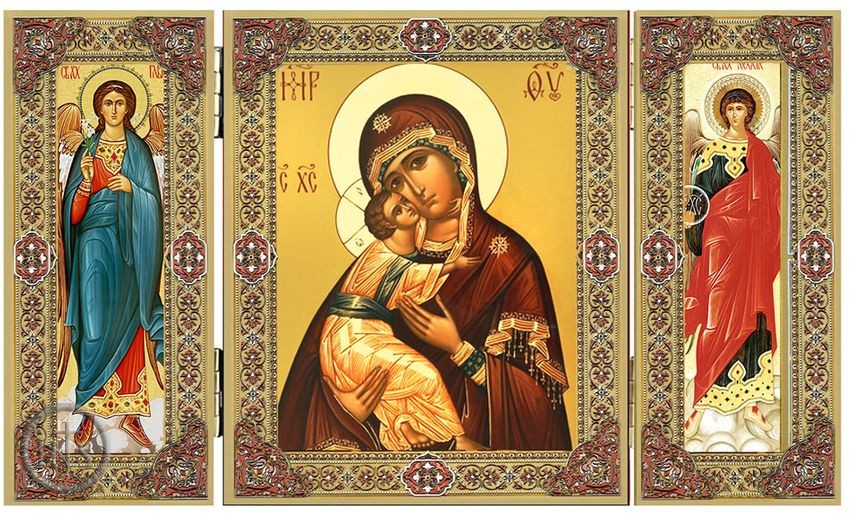 Picture - Virgin of Vladimir, Icon Triptych with Arch. Michael and Gabriel