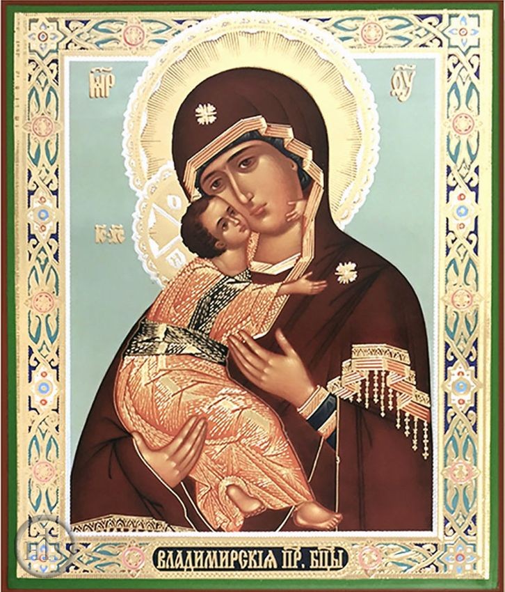 Product Picture - Virgin of Vladimir,  Orthodox Christian Gold & Silver Foil Icon