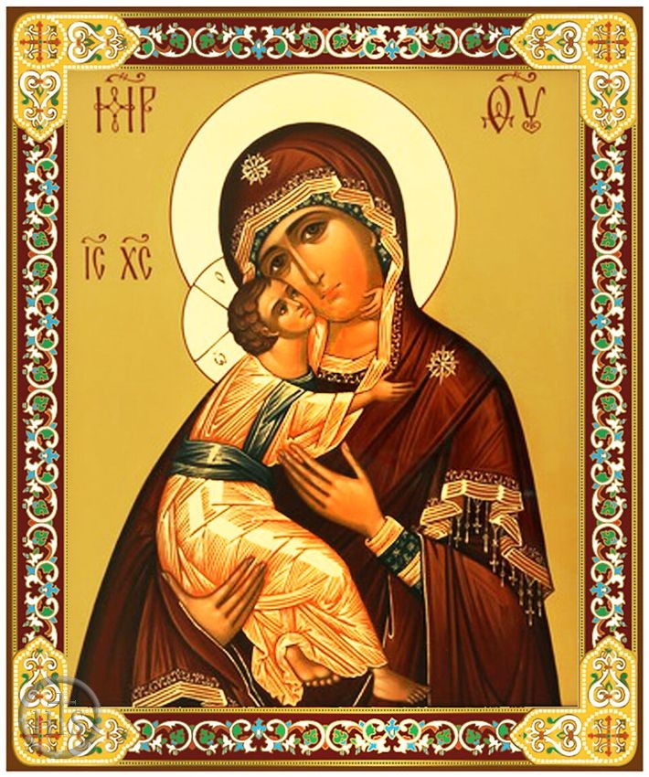 Image - Virgin of Vladimir, Gold Foil Wooden Orthodox Mini Icon