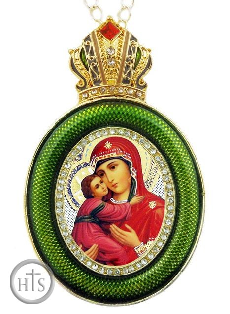 HolyTrinityStore Photo - Virgin of Vladimir,   Egg Shape Framed Ornament Icon 