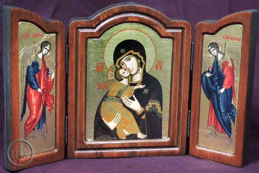 Product Image - Virgin of Vladimir, Triptych Serigraph Orthodox  Icon 