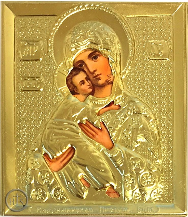 Product Photo - Virgin of Vladimir, Orthodox Mini Icon in Metal Oklad