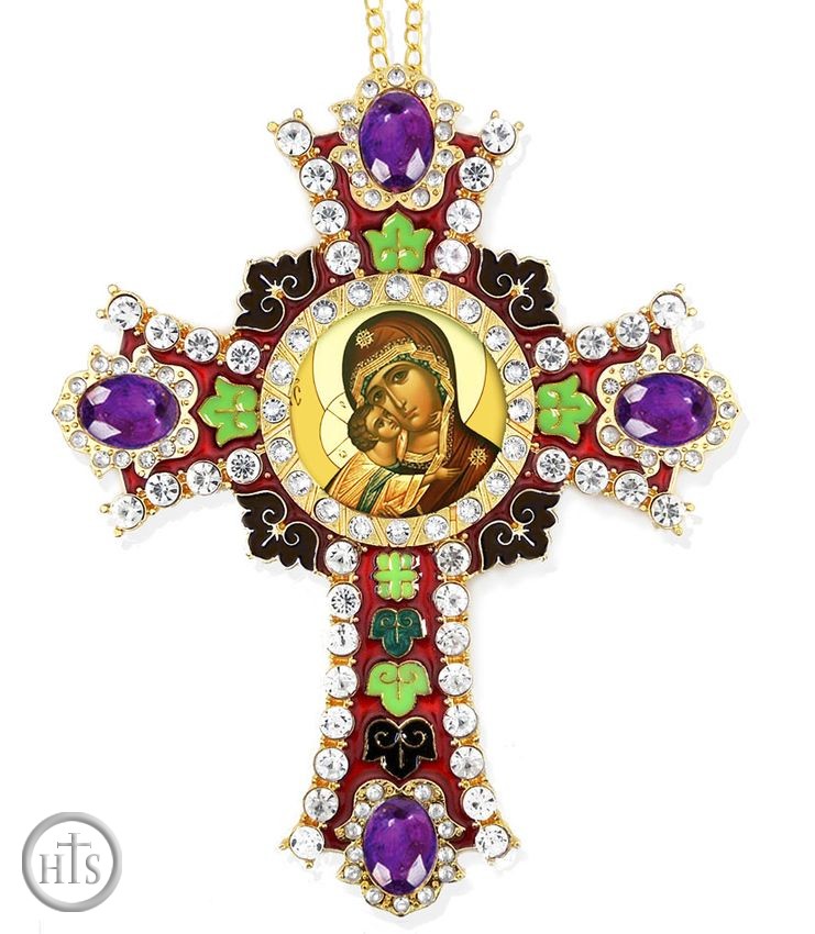 Product Photo - Virgin of Vladimir Icon in Jeweled Wall Cross