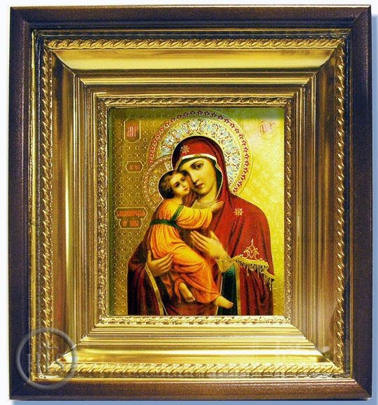 Pic - Virgin of Vladimir, Christian Orthodox Icon in Wood Kiot with Glass
