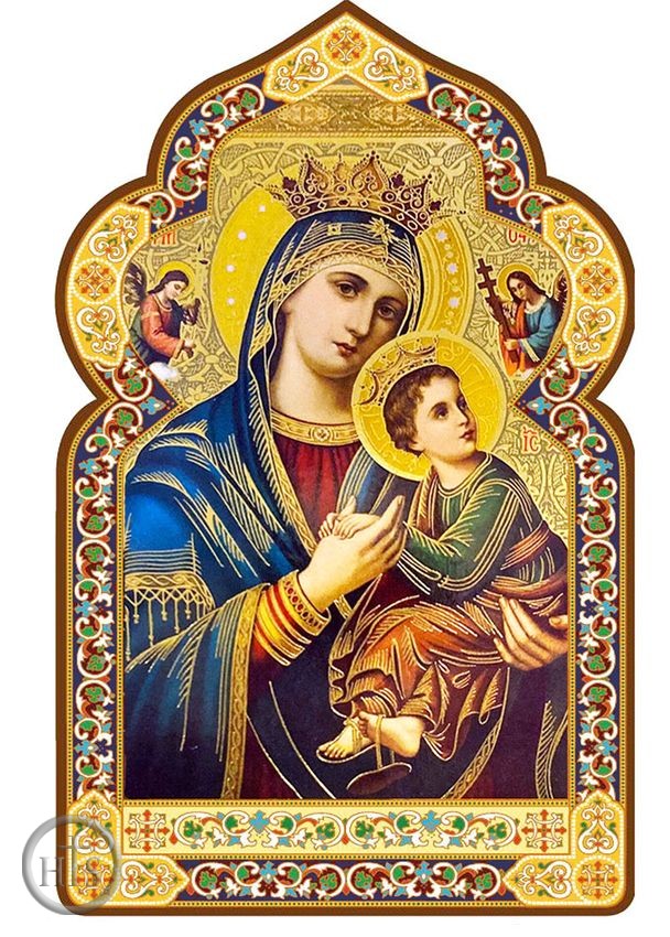 HolyTrinityStore Picture - Virgin Mary Perpetual Help, Dome Shape Orthodox Icon with Stand