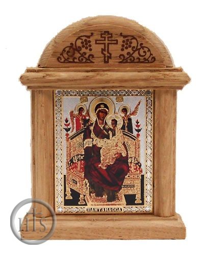 HolyTrinityStore Picture - Virgin Tsaritsa Wood Shrine, Oklad Orthodox Christian  Icon