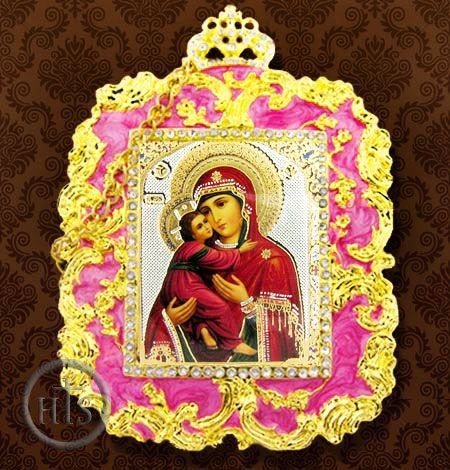 HolyTrinityStore Image - Virgin of Vladimir, Square Shaped Ornament Icon, Purple