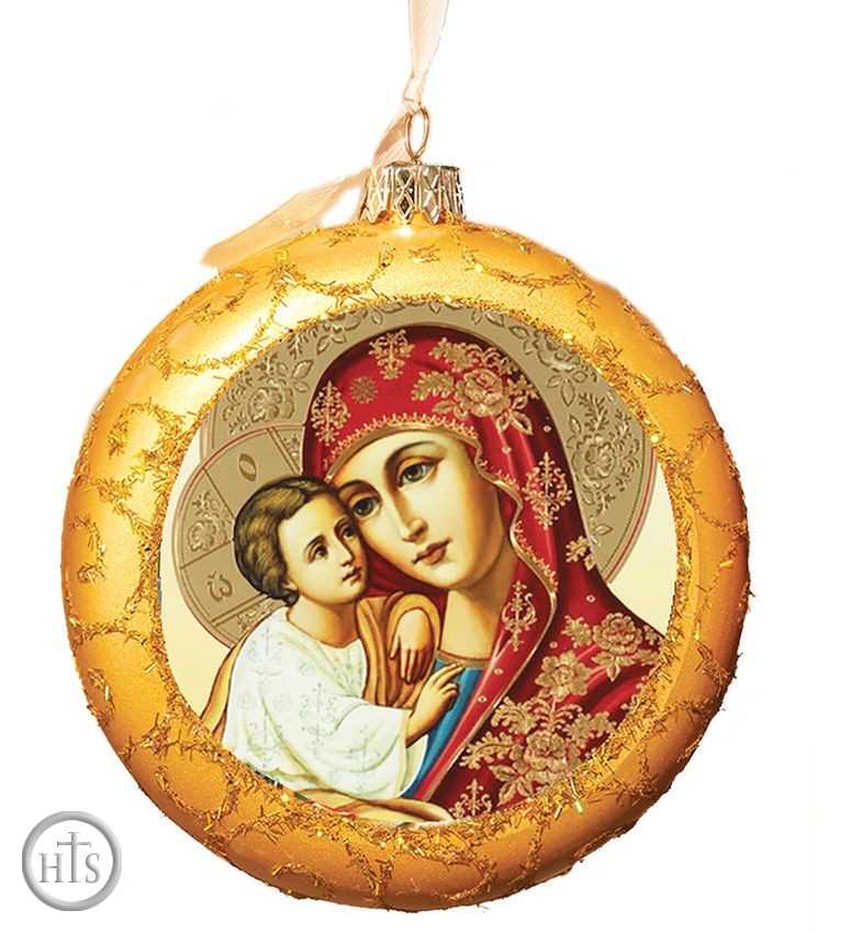 Product Pic - Virgin Mary and Child Christ, Round Christmas Ornament