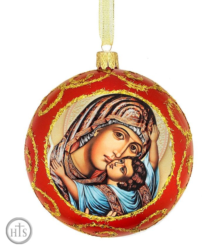 HolyTrinityStore Image - Virgin Mary Sweet Kissing, Not Breakable Christmas Ornament, Red