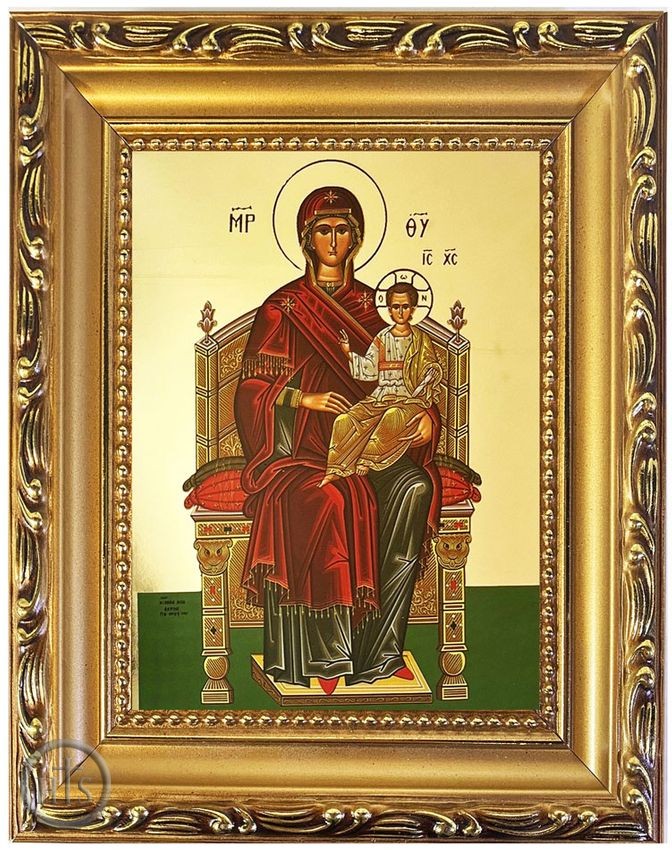 HolyTrinity Pic - Virgin Mary Enthroned, Framed Gold Gilded Byzantine Icon