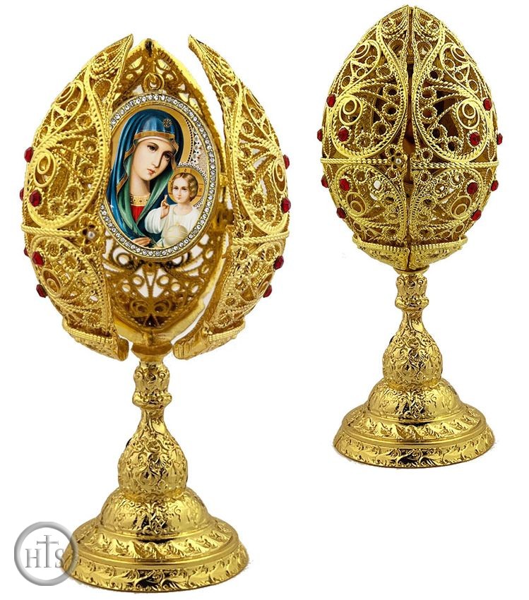 Image - Virgin Mary Eternal Bloom, Filigree Style Icon Egg, 6