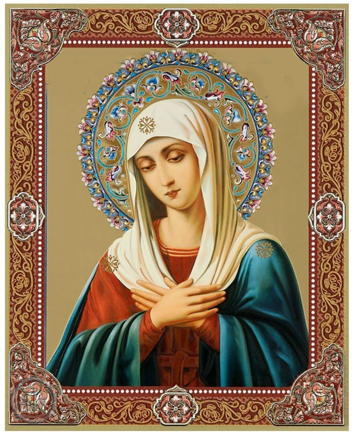 Product Picture - Virgin Mary Extreme Humility, Orthodox Gold Foil Mini Icon