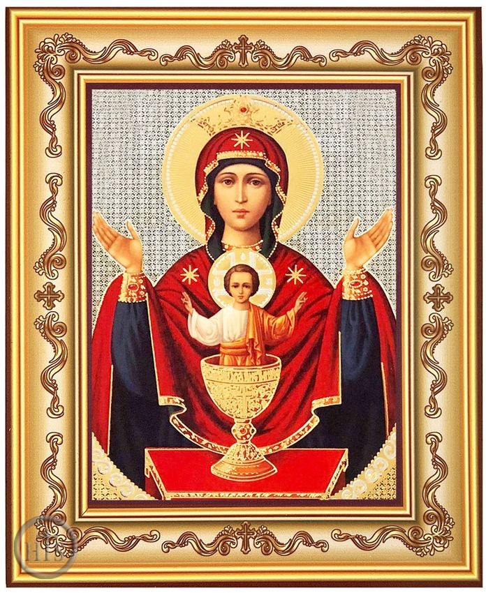Product Picture - Virgin Mary Inexhaustible Cup, Gold Foil Orthodox Icon in Frame 