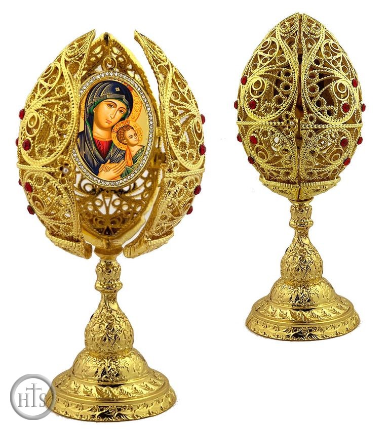 HolyTrinity Pic - Virgin Mary Perpetual Help, Filigree Style Icon Egg, 6