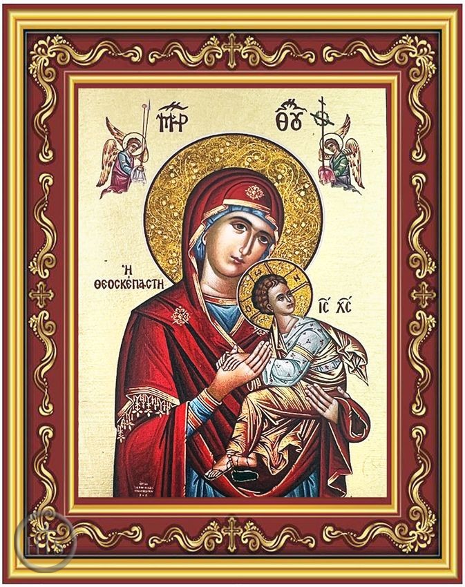 Product Pic - Virgin Mary Perpetual Help, Byzantine Orthodox Silkscreen Icon in Frame
