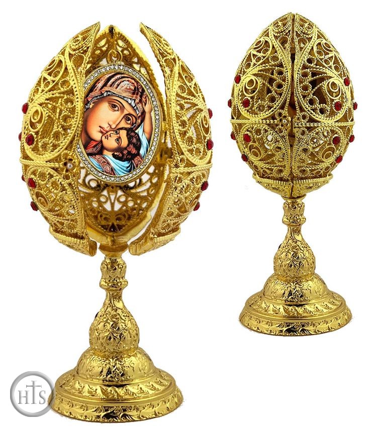 HolyTrinity Pic - Virgin Mary Sweet Kissing, Filigree Style Icon Egg, 6