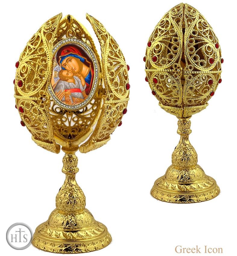 HolyTrinity Pic - Virgin Mary Sweet Kissing, Filigree Style Icon Egg, 6