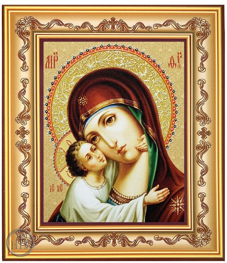 Product Pic - Virgin Mary Sweet Kissing, Orthodox Icon in Frame 