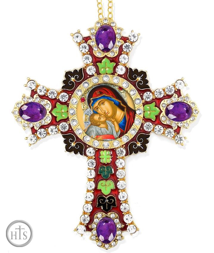 HolyTrinityStore Picture - Virgin Mary Sweet Kissing Icon in Jeweled Wall Cross
