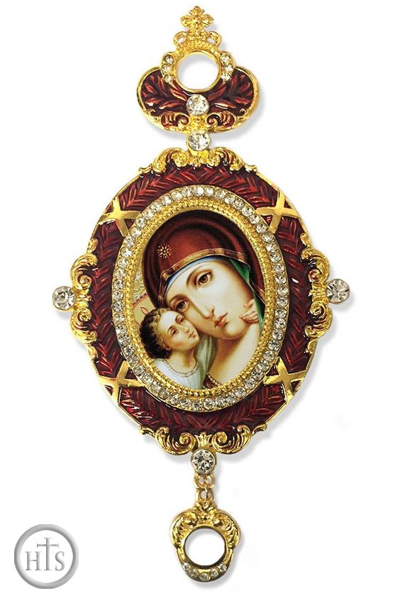 Product Image - Virgin Mary Sweet Kissing, Enameled Jeweled Icon Ornament