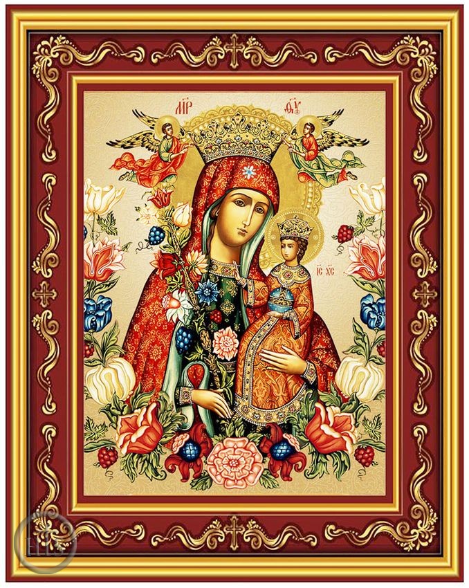 Product Image - Virgin Mary the Unfading Blossom, Gold Foil Orthodox Icon in Frame 