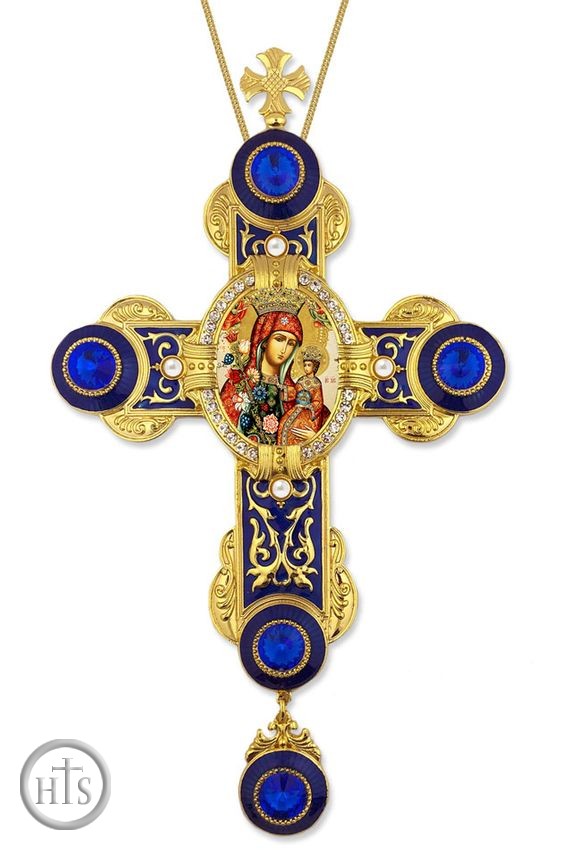 Product Photo - Virgin Mary Unfading Bloom Icon in Byzantine Styled Cross Ornament