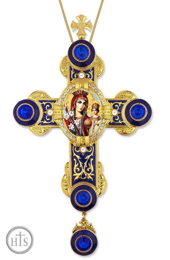 Picture - Virgin Mary Unfading Bloom Icon in Byzantine Styled Cross Ornament
