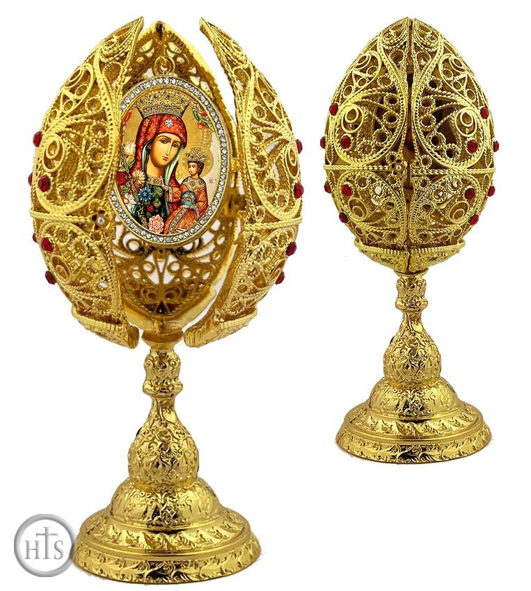 Product Pic - Virgin Mary Unfading Bloom, Filigree Style Icon Egg, 6