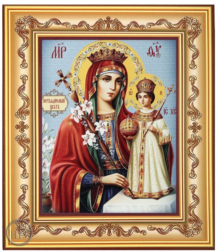 Product Picture - Virgin Mary The Unfading Bloom, Orthodox Icon in Frame 