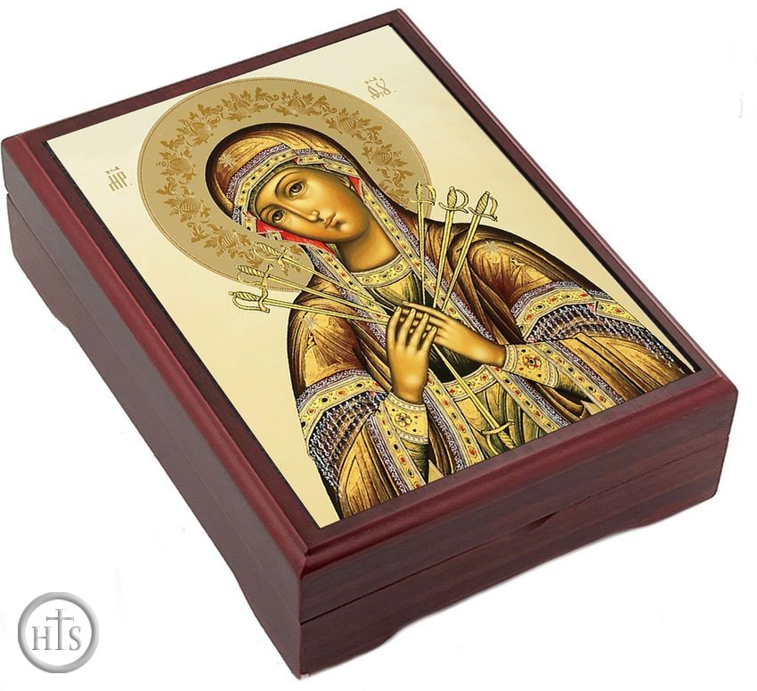 Product Pic - Virgin Mary of Sorrows, Wooden Icon Keepsake Box