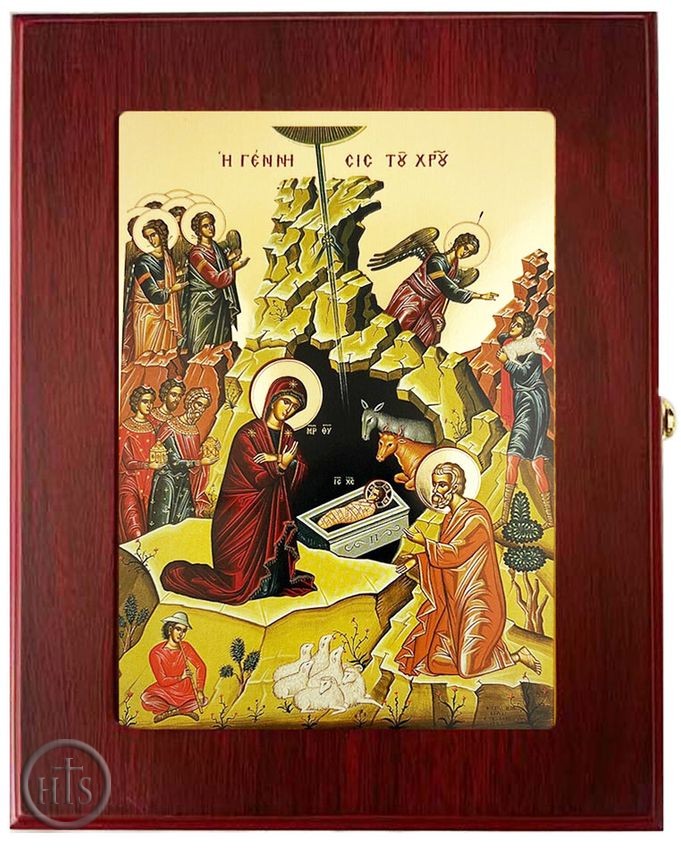Picture - The Nativity, Wall Hanging Sacred Framed Greek Icon Box