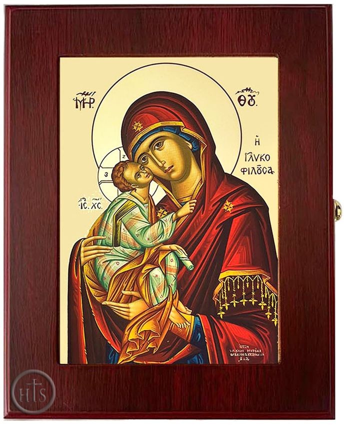 Pic - Virgin Mary Sweet Kissing, Wall Hanging Sacred Framed Icon Box