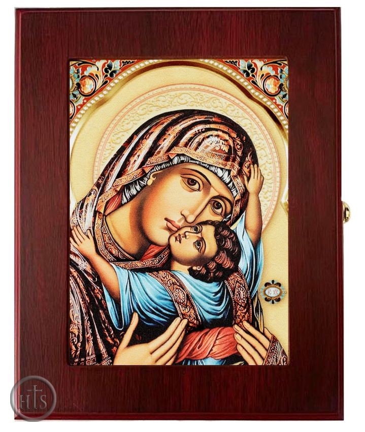 Pic - Virgin Mary Sweet Kissing, Wall Hanging Sacred Framed Icon Box