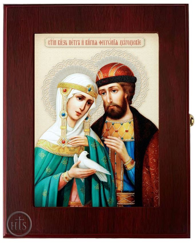 HolyTrinityStore Image - Saint Peter and Fevronia, Wall Hanging Sacred Framed Icon Box