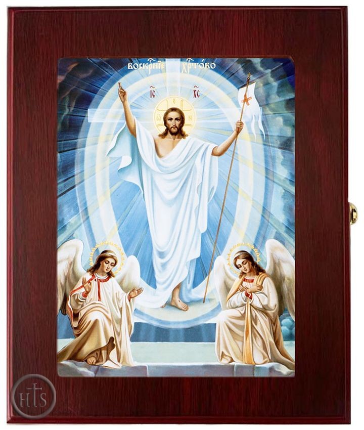 HolyTrinity Pic - The Resurrection of Christ w/ Angels, Wall Hanging Framed Icon Box