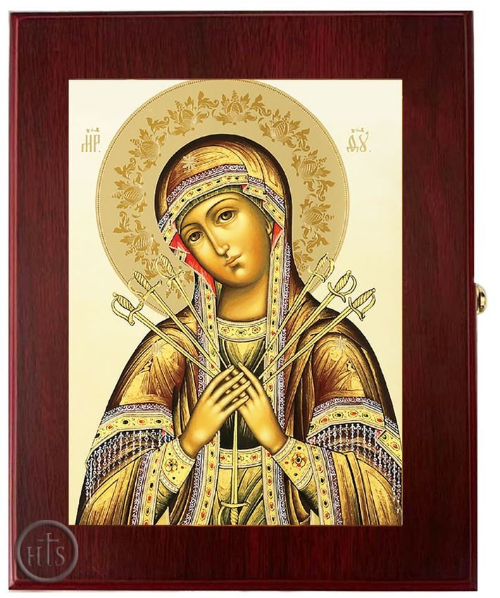 HolyTrinityStore Photo - Virgin Mary of Sorrows, Wall Hanging Sacred Framed Icon Box