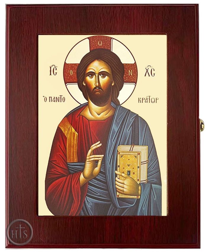 HolyTrinityStore Picture - The Christ Pantocrator, Wall Hanging Sacred Framed Greek Icon Box