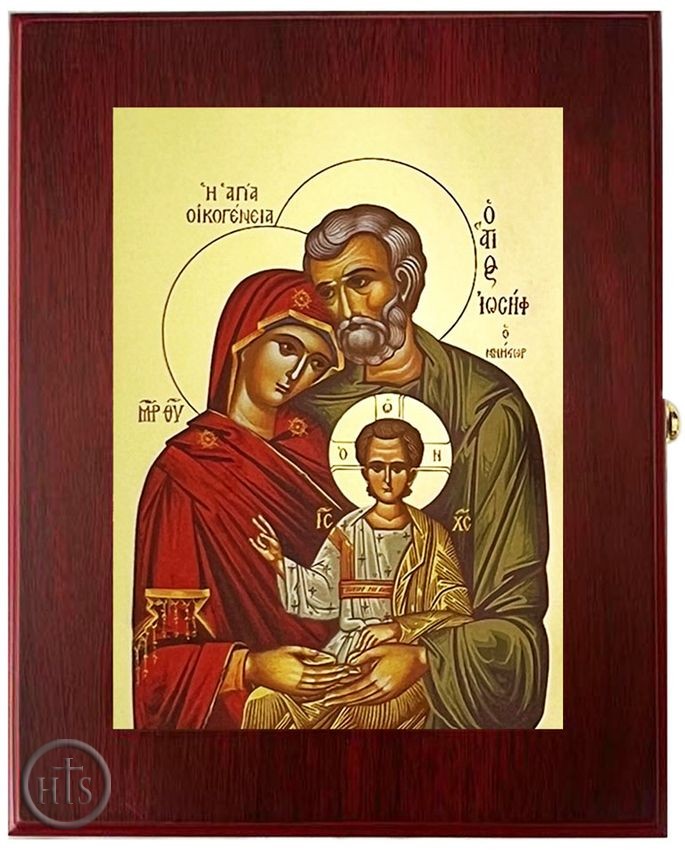 HolyTrinityStore Photo - The Holy Family, Wall Hanging Sacred Framed Greek Icon Box