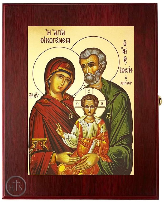 HolyTrinity Pic - The Holy Family, Wall Hanging Sacred Framed Greek Icon Box