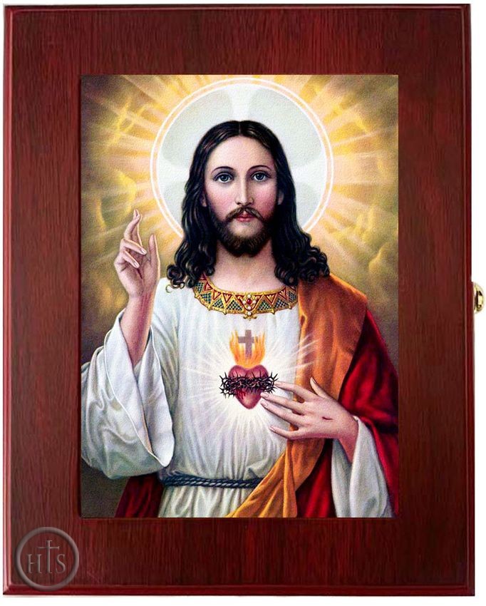 HolyTrinity Pic - The Sacred Heart of Jesus, Wall Hanging Sacred Framed Icon Box