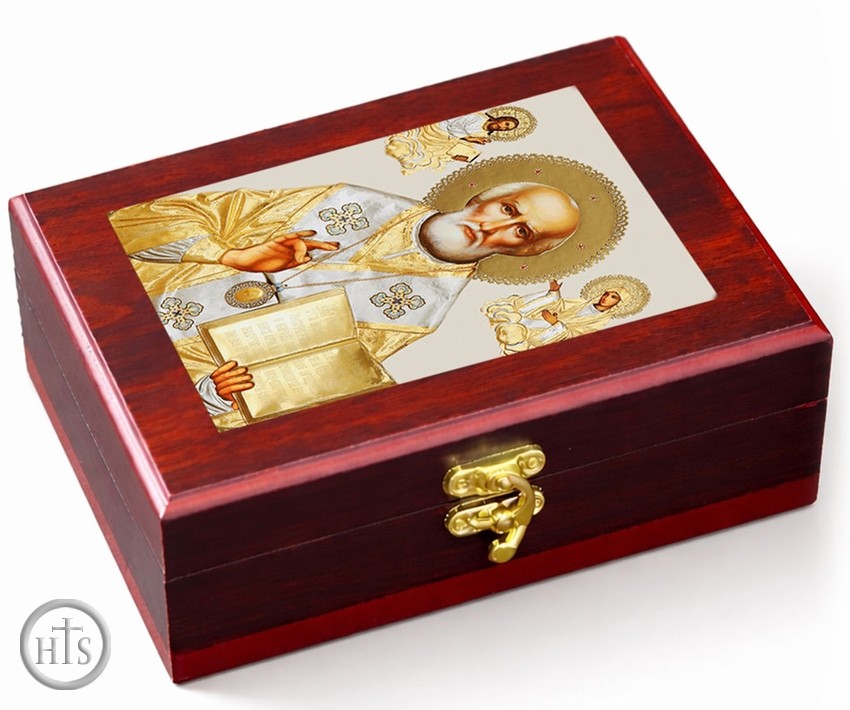 Product Photo - Saint Nicholas, Wall Hanging Sacred Framed Icon Box 