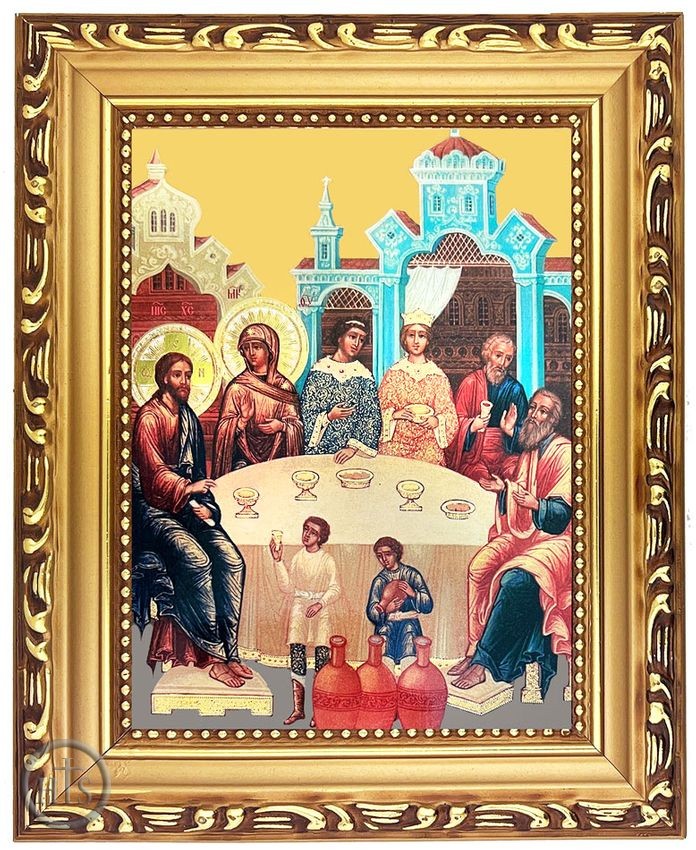HolyTrinityStore Photo - Wedding at Cana, Wooden Frame Orthodox Icon with Stand