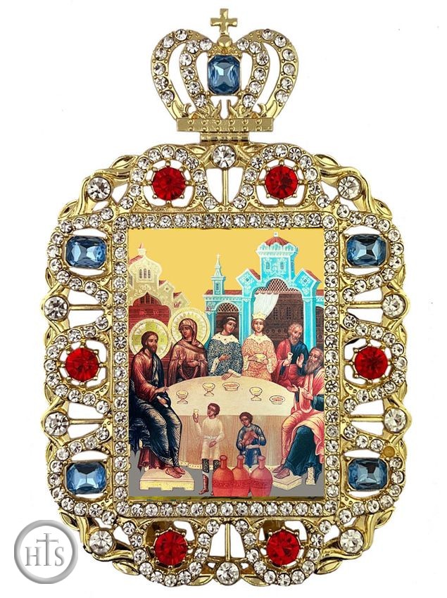 Image - Wedding at Cana, Jeweled Framed Icon With Crown